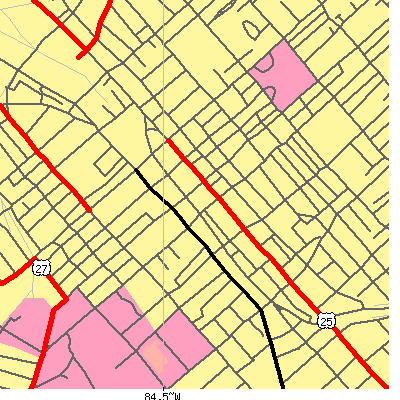 Zip code 40507 close-up map