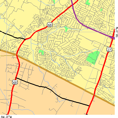 Zip code 40514 close-up map