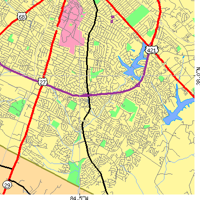 Zip code 40517 close-up map