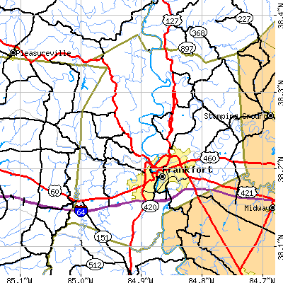 Zip code 40601 close-up map