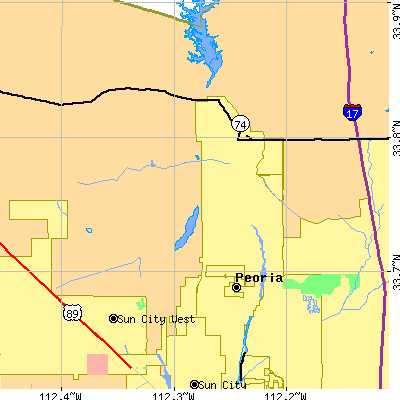 Zip code 85382 close-up map