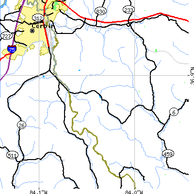Zip code 40771 close-up map