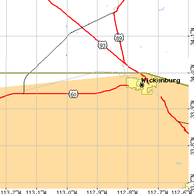 Zip code 85390 close-up map