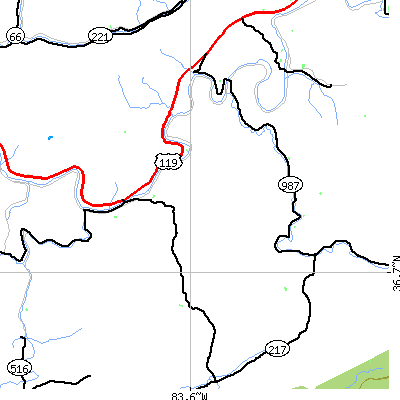 Zip code 40813 close-up map
