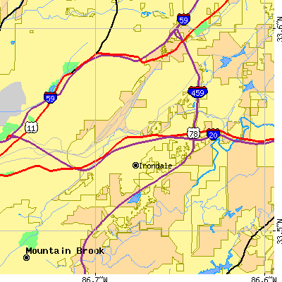 Zip code 35210 close-up map