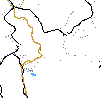 Zip code 40979 close-up map