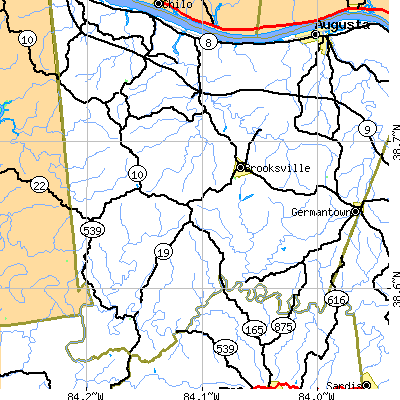 Zip code 41004 close-up map