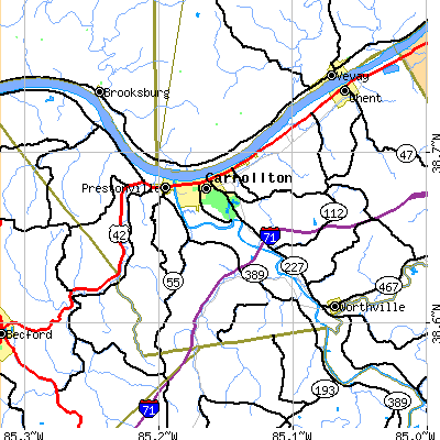 Zip code 41008 close-up map