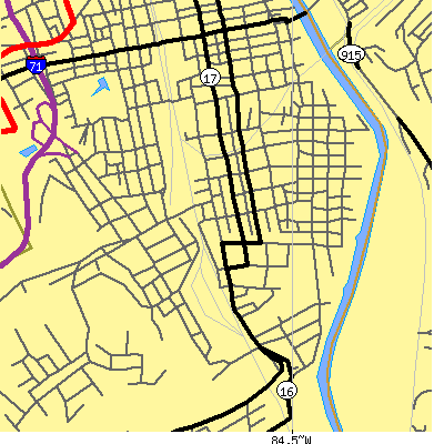 Zip code 41014 close-up map