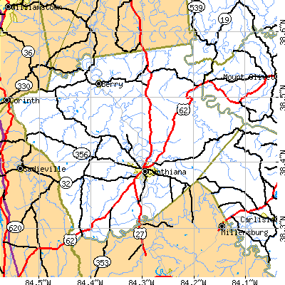 Zip code 41031 close-up map