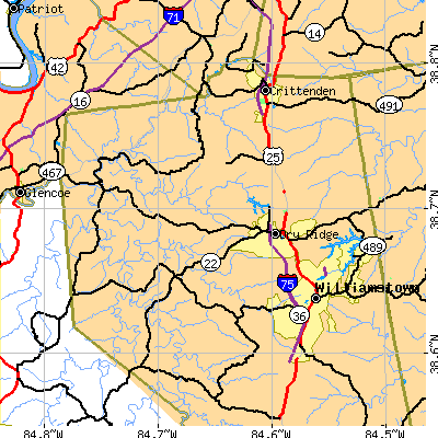 Zip code 41035 close-up map
