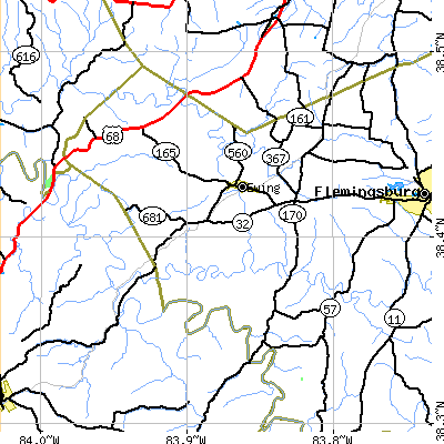 Zip code 41039 close-up map