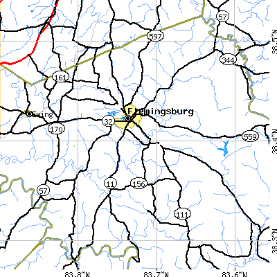 Zip code 41041 close-up map