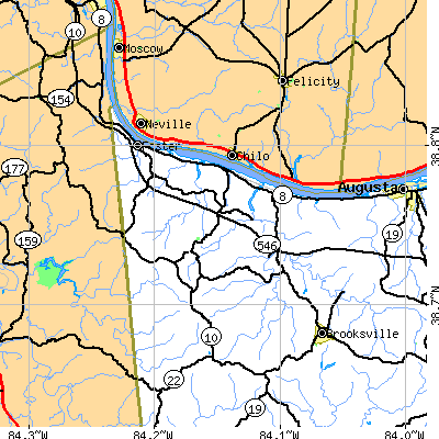 Zip code 41043 close-up map