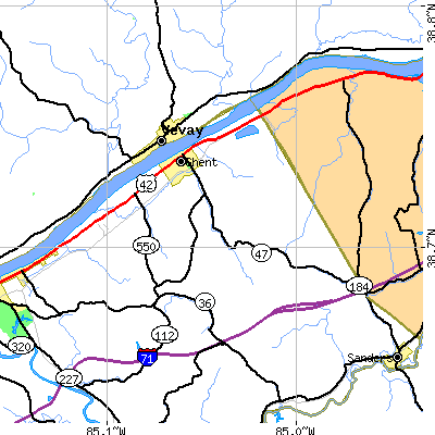 Zip code 41045 close-up map