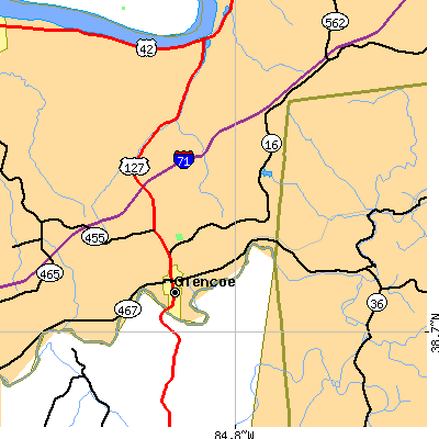 Zip code 41046 close-up map