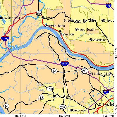 Zip code 41048 close-up map