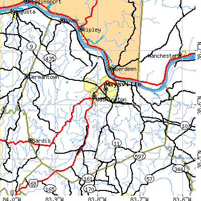 Zip code 41056 close-up map