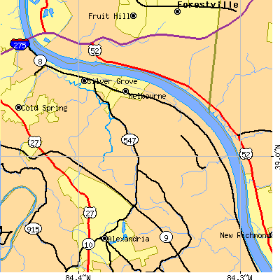 Zip code 41059 close-up map