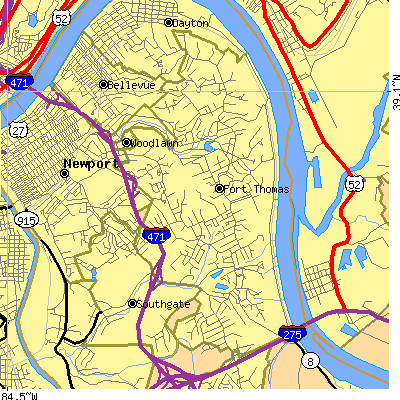 Zip code 41075 close-up map