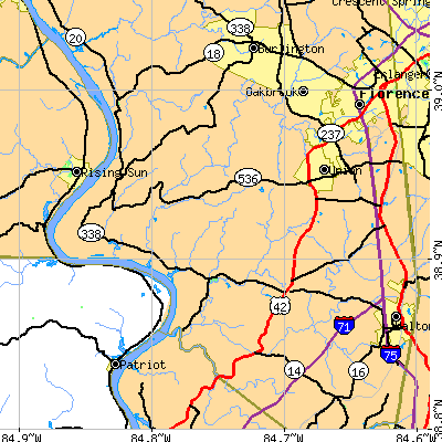 Zip code 41091 close-up map