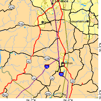 Zip code 41094 close-up map