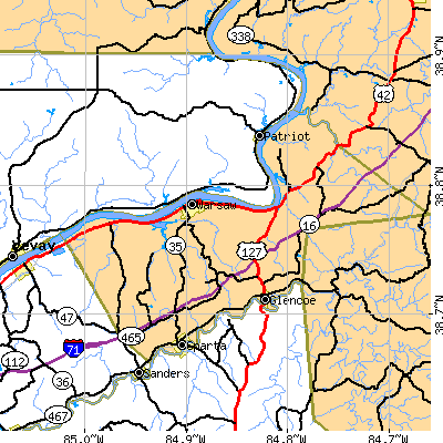 Zip code 41095 close-up map