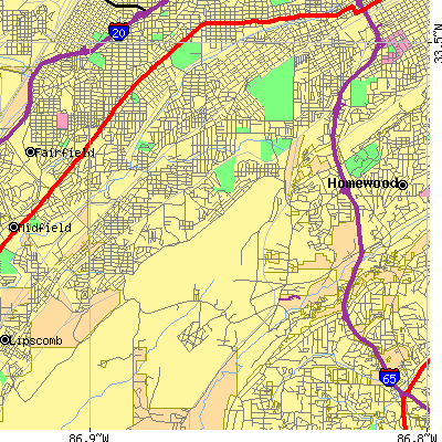 Zip code 35211 close-up map
