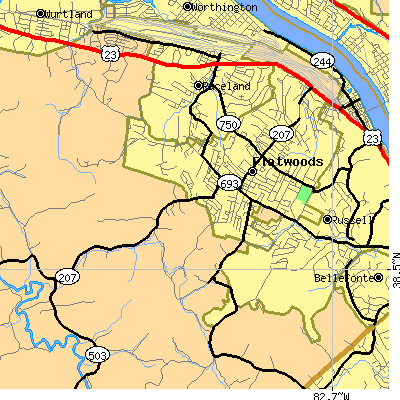 Zip code 41139 close-up map