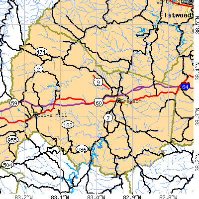 Zip code 41143 close-up map