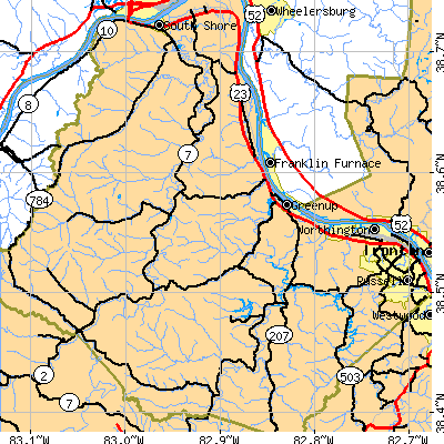 Zip code 41144 close-up map