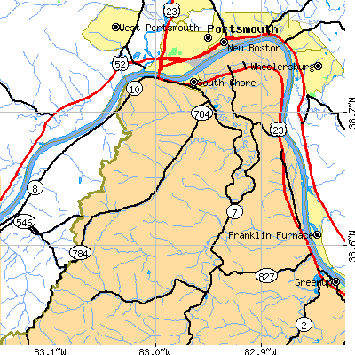 Zip code 41175 close-up map