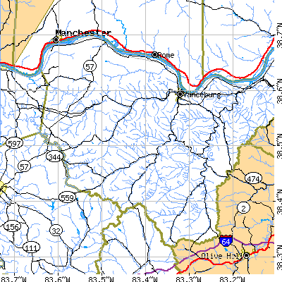Zip code 41179 close-up map