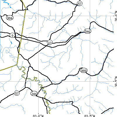 Zip code 41189 close-up map