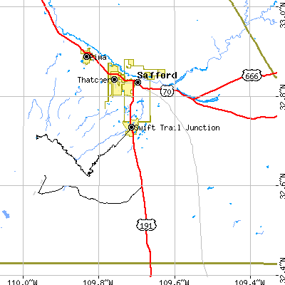 Zip code 85546 close-up map