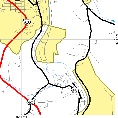 Zip code 41268 close-up map