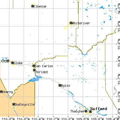 Zip code 85550 close-up map