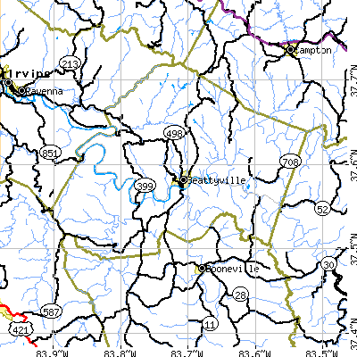 Zip code 41311 close-up map