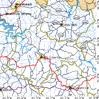 Zip code 41472 close-up map
