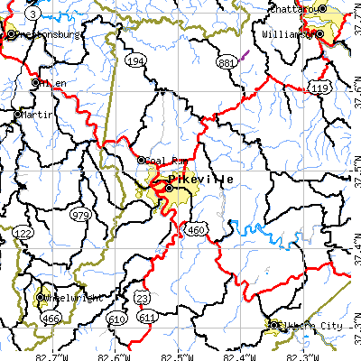 Zip code 41501 close-up map