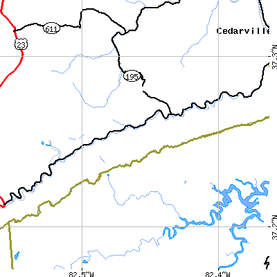 Zip code 41512 close-up map