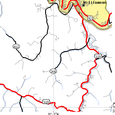 Zip code 41527 close-up map