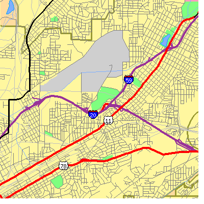 Zip code 35212 close-up map