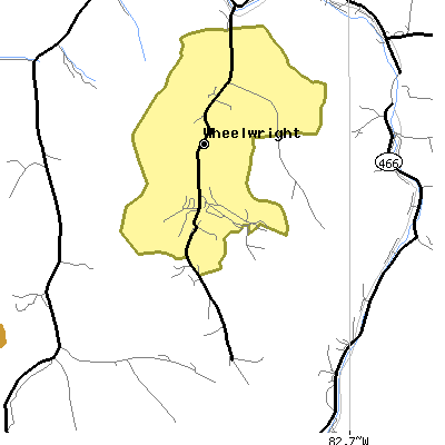 Zip code 41669 close-up map