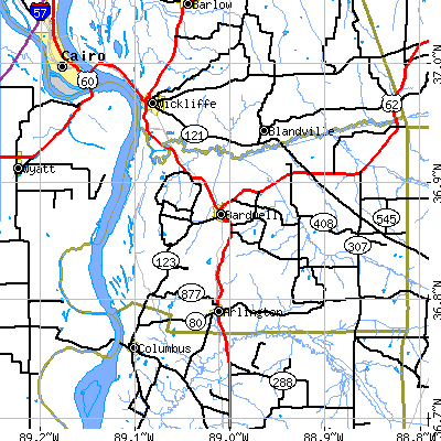 Zip code 42023 close-up map