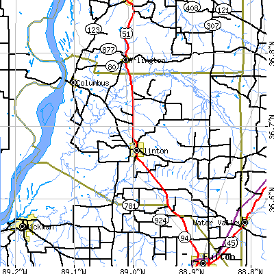 Zip code 42031 close-up map
