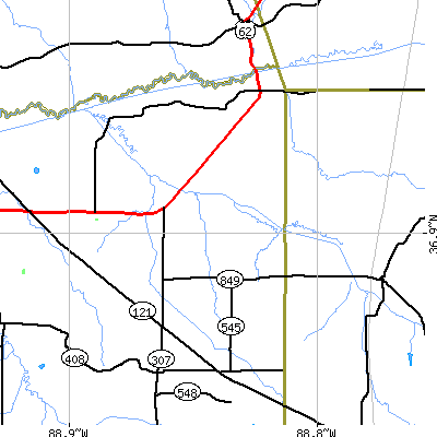 Zip code 42035 close-up map