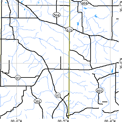 Zip code 42040 close-up map