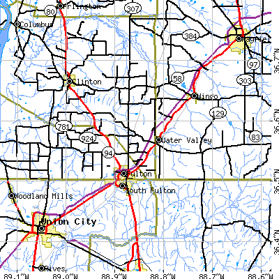 Zip code 42041 close-up map