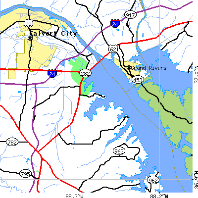 Zip code 42044 close-up map
